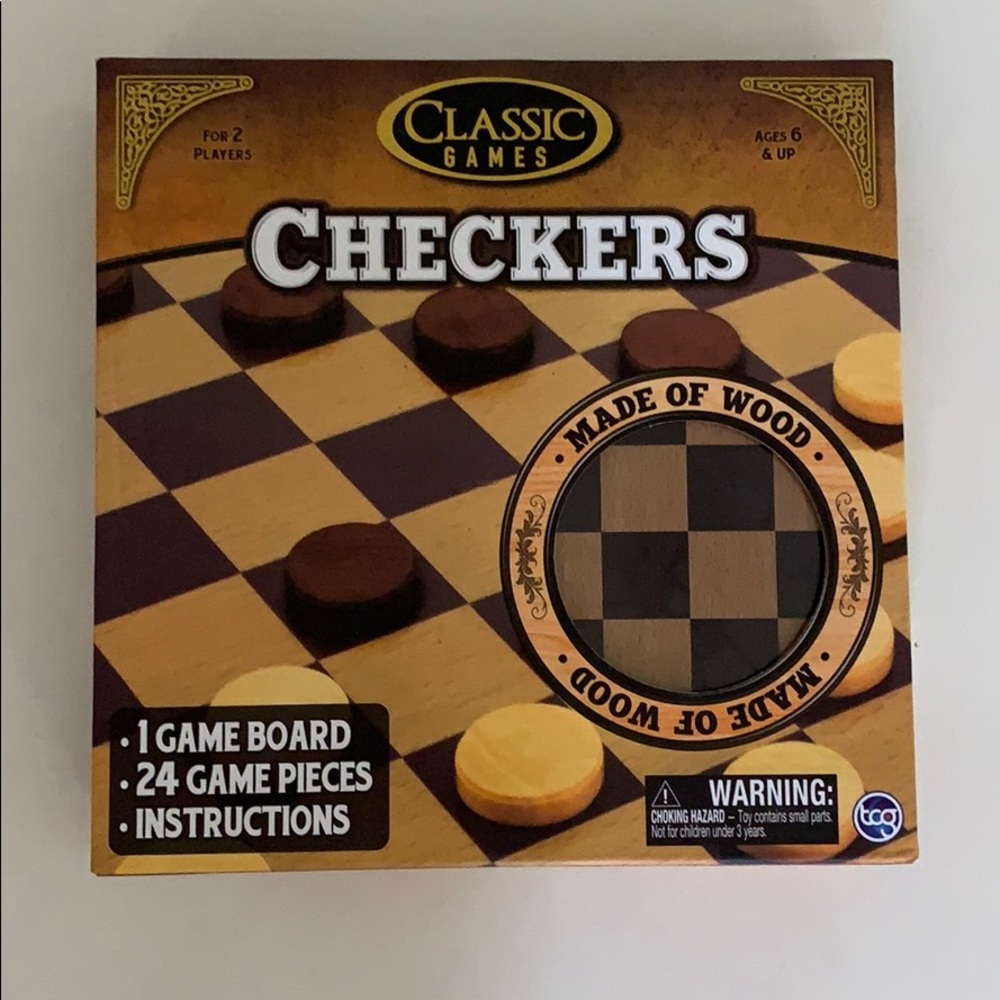 Kids Game Checkers, Made Of Wood, Brand New